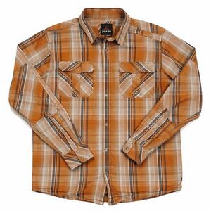 PrAna Long Sleeve Snap Front Plaid Shirt Large Gold Brown White